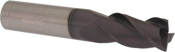 Accupro - 5/8", 3 Flute, Single End, Solid Carbide, 0.03" Corner Radius End Mill - 3-1/2" OAL, 40° Helix, Right Hand Flute, 1-1/4" LOC, Right Hand Cut - USA Tool & Supply
