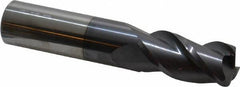 Accupro - 3/4", 3 Flute, Single End, Solid Carbide, 1/8" Corner Radius End Mill - 4" OAL, 40° Helix, Right Hand Flute, 1-1/2" LOC, Right Hand Cut - USA Tool & Supply