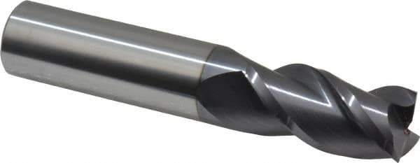 Accupro - 3/4", 3 Flute, Single End, Solid Carbide, 0.015" Corner Radius End Mill - 4" OAL, 40° Helix, Right Hand Flute, 1-1/2" LOC, Right Hand Cut - USA Tool & Supply