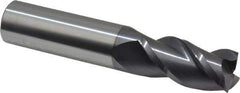 Accupro - 3/4", 3 Flute, Single End, Solid Carbide, 0.015" Corner Radius End Mill - 4" OAL, 40° Helix, Right Hand Flute, 1-1/2" LOC, Right Hand Cut - USA Tool & Supply