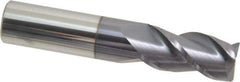 Accupro - 3/4", 3 Flute, Single End, Solid Carbide, 0.03" Corner Radius End Mill - 4" OAL, 40° Helix, Right Hand Flute, 1-1/2" LOC, Right Hand Cut - USA Tool & Supply