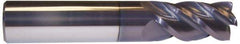 Accupro - 3/8", 4 Flute, Single End, Solid Carbide, 0.09" Corner Radius End Mill - 6" OAL, 40° Helix, Right Hand Flute, 3" LOC, Right Hand Cut - USA Tool & Supply