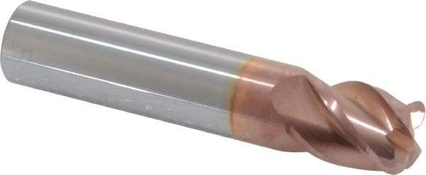 Accupro - 1/2", 4 Flute, Single End, Solid Carbide, 0.09" Corner Radius End Mill - 2-1/2" OAL, 40° Helix, Right Hand Flute, 5/8" LOC, Right Hand Cut - USA Tool & Supply