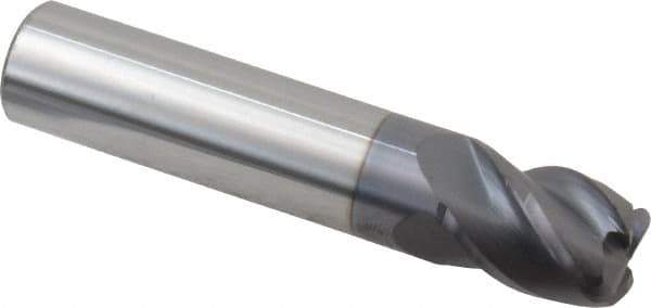 Accupro - 1/2", 4 Flute, Single End, Solid Carbide, 0.09" Corner Radius End Mill - 2-1/2" OAL, 40° Helix, Right Hand Flute, 5/8" LOC, Right Hand Cut - USA Tool & Supply