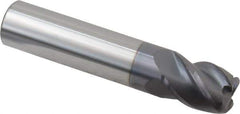 Accupro - 1/2", 4 Flute, Single End, Solid Carbide, 0.09" Corner Radius End Mill - 2-1/2" OAL, 40° Helix, Right Hand Flute, 5/8" LOC, Right Hand Cut - USA Tool & Supply