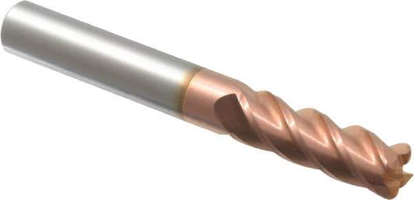Accupro - 3/8", 4 Flute, Single End, Solid Carbide, 0.06" Corner Radius End Mill - 3" OAL, 40° Helix, Right Hand Flute, 1-1/8" LOC, Right Hand Cut - USA Tool & Supply