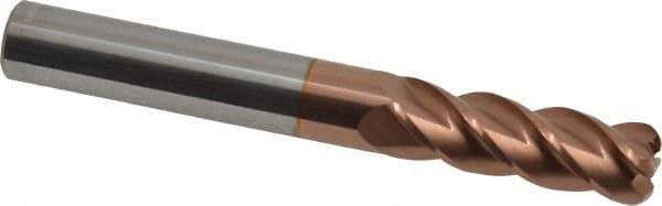 Accupro - 3/8", 4 Flute, Single End, Solid Carbide, 0.09" Corner Radius End Mill - 3" OAL, 40° Helix, Right Hand Flute, 1-1/8" LOC, Right Hand Cut - USA Tool & Supply