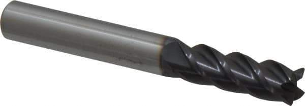 Accupro - 3/8", 4 Flute, Single End, Solid Carbide, 0.01" Corner Radius End Mill - 3" OAL, 40° Helix, Right Hand Flute, 1-1/8" LOC, Right Hand Cut - USA Tool & Supply