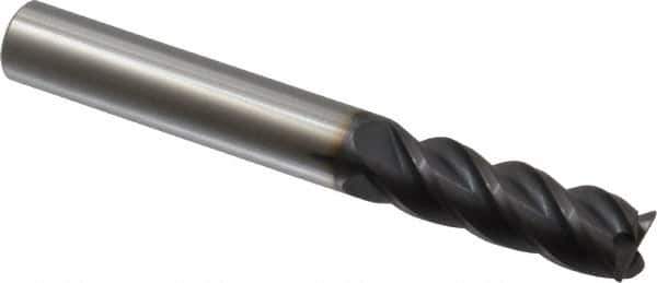 Accupro - 3/8", 4 Flute, Single End, Solid Carbide, 0.015" Corner Radius End Mill - 3" OAL, 40° Helix, Right Hand Flute, 1-1/8" LOC, Right Hand Cut - USA Tool & Supply