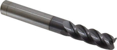 Accupro - 3/8", 4 Flute, Single End, Solid Carbide, 0.02" Corner Radius End Mill - 3" OAL, 40° Helix, Right Hand Flute, 1-1/8" LOC, Right Hand Cut - USA Tool & Supply