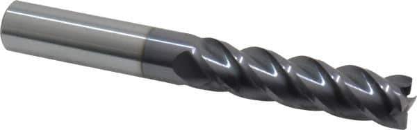 Accupro - 1/2", 4 Flute, Single End, Solid Carbide, 0.01" Corner Radius End Mill - 4" OAL, 40° Helix, Right Hand Flute, 2" LOC, Right Hand Cut - USA Tool & Supply