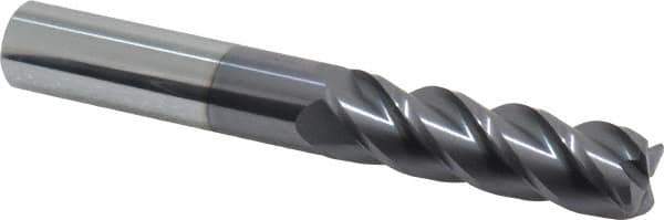 Accupro - 5/8", 4 Flute, Single End, Solid Carbide, 0.06" Corner Radius End Mill - 4-5/8" OAL, 40° Helix, Right Hand Flute, 2-1/8" LOC, Right Hand Cut - USA Tool & Supply