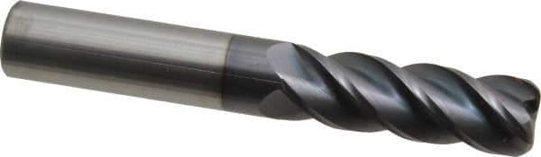 Accupro - 3/4", 4 Flute, Single End, Solid Carbide, 0.09" Corner Radius End Mill - 5" OAL, 40° Helix, Right Hand Flute, 2-1/4" LOC, Right Hand Cut - USA Tool & Supply