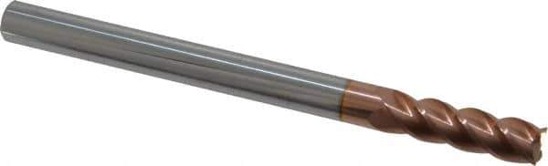 Accupro - 5/16", 4 Flute, Single End, Solid Carbide, 0.015" Corner Radius End Mill - 4" OAL, 40° Helix, Right Hand Flute, 1" LOC, Right Hand Cut - USA Tool & Supply
