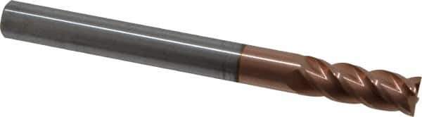 Accupro - 3/8", 4 Flute, Single End, Solid Carbide, 0.01" Corner Radius End Mill - 4" OAL, 40° Helix, Right Hand Flute, 1" LOC, Right Hand Cut - USA Tool & Supply