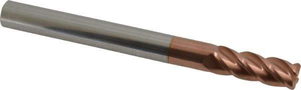 Accupro - 3/8", 4 Flute, Single End, Solid Carbide, 0.06" Corner Radius End Mill - 4" OAL, 40° Helix, Right Hand Flute, 1" LOC, Right Hand Cut - USA Tool & Supply