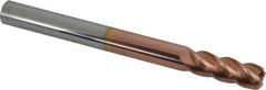 Accupro - 3/8", 4 Flute, Single End, Solid Carbide, 0.09" Corner Radius End Mill - 4" OAL, 40° Helix, Right Hand Flute, 1" LOC, Right Hand Cut - USA Tool & Supply