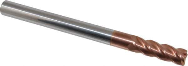 Accupro - 1/2", 4 Flute, Single End, Solid Carbide, 0.03" Corner Radius End Mill - 6" OAL, 40° Helix, Right Hand Flute, 1-1/2" LOC, Right Hand Cut - USA Tool & Supply