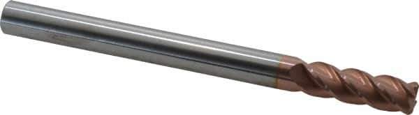 Accupro - 1/2", 4 Flute, Single End, Solid Carbide, 0.09" Corner Radius End Mill - 6" OAL, 40° Helix, Right Hand Flute, 1-1/2" LOC, Right Hand Cut - USA Tool & Supply