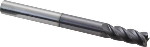 Accupro - 3/8", 4 Flute, Single End, Solid Carbide, 0.015" Corner Radius End Mill - 4" OAL, 40° Helix, Right Hand Flute, 1" LOC, Right Hand Cut - USA Tool & Supply