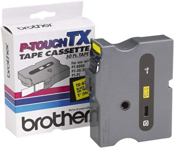 Brother - 1" Wide x 600" Long, Yellow Tape Cassette - For Label Maker - USA Tool & Supply