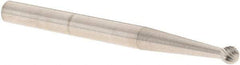 M.A. Ford - 3/32" Cut Diam, 1/8" Shank Diam, Ball Head Double Cut Burr - Carbide, Radius End, 5/64" LOC, 1-1/2" OAL - USA Tool & Supply