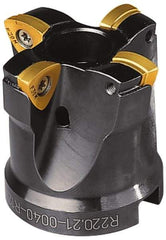 Seco - 1-1/4" Cut Diam, 0.08" Max Depth, 1-1/4" Shank Diam, Cylindrical Shank Indexable High-Feed End Mill - Screw Holding Method, 218.19-160 Insert, R217.21 Toolholder, Through Coolant - USA Tool & Supply