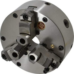 BTC - 3 Jaws, 6" Diam, Self Centering Manual Lathe Chuck - Plain Back Mount Spindle, Adjustable, Reversible, 3,400 Max RPM, 1.535" Through Hole Diam, Cast Iron - USA Tool & Supply