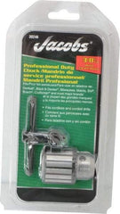 Jacobs - 3/8-24, 1.6 to 9.53mm Capacity, Threaded Mount Drill Chuck - Keyed, 36.07mm Sleeve Diam, 48.01mm Open Length - Exact Industrial Supply