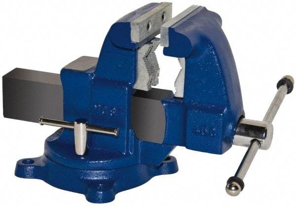 Yost Vises - 5-1/2" Jaw Width x 5" Jaw Opening Capacity, 4-1/2" Throat Depth, Bench & Pipe Combination Vise - 1/8 to 2-1/2" Pipe Capacity, Swivel Base, Bolt Down Attachment, Ductile Iron - USA Tool & Supply