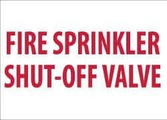 NMC - Fire Sprinkler Shut-Off Valve, Pressure Sensitive Vinyl Fire Sign - 14" Wide x 10" High, Glow-in-the-Dark - USA Tool & Supply