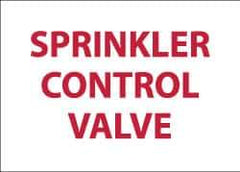 NMC - Sprinkler Control Valve, Pressure Sensitive Vinyl Fire Sign - 14" Wide x 10" High, Glow-in-the-Dark - USA Tool & Supply