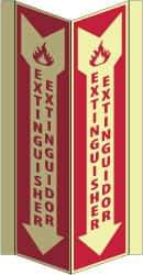 NMC - Extinguisher, Acrylic Fire Sign - 8-3/4" Wide x 16" High, English/Spanish, Glow-in-the-Dark - USA Tool & Supply