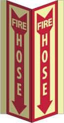 NMC - Fire Hose, Acrylic Fire Sign - 8-3/4" Wide x 16" High, Glow-in-the-Dark - USA Tool & Supply