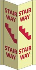 NMC - Stairway - Stairway, Acrylic Exit Sign - 8-3/4" Wide x 16" High, Glow-in-the-Dark - USA Tool & Supply