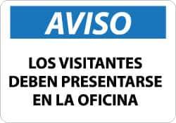 NMC - "Los Visitantes Deben Presentarse en La Oficina", 10" Long x 14" Wide, Aluminum Safety Sign - Rectangle, 0.04" Thick, Use for Workplace/Safety - USA Tool & Supply