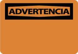 NMC - "Advertencia", 10" Long x 14" Wide, Aluminum Safety Sign - Rectangle, 0.04" Thick, Use for Workplace/Safety - USA Tool & Supply