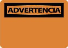 NMC - "Advertencia", 10" Long x 14" Wide, Aluminum Safety Sign - Rectangle, 0.04" Thick, Use for Workplace/Safety - USA Tool & Supply