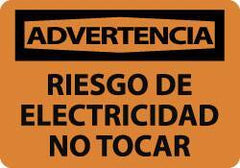 NMC - "Advertencia - Riesgo de Electricidad - No Tocar", 10" Long x 14" Wide, Aluminum Safety Sign - Rectangle, 0.04" Thick, Use for Workplace/Safety - USA Tool & Supply