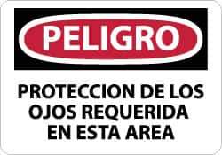 NMC - "Peligro - Proteccion de los Ojos Requerida en Esta Area", 10" Long x 14" Wide, Aluminum Safety Sign - Rectangle, 0.04" Thick, Use for Workplace/Safety - USA Tool & Supply