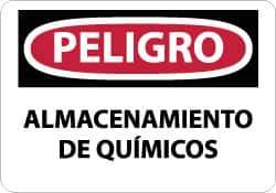 NMC - "Peligro - Almacenamiento de Quimicos", 10" Long x 14" Wide, Aluminum Safety Sign - Rectangle, 0.04" Thick, Use for Workplace/Safety - USA Tool & Supply