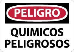 NMC - "Peligro - Quimicos Peligrosos", 10" Long x 14" Wide, Aluminum Safety Sign - Rectangle, 0.04" Thick, Use for Workplace/Safety - USA Tool & Supply