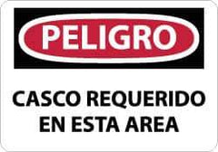 NMC - "Peligro - Casco Requerido en Esta Area", 10" Long x 14" Wide, Pressure-Sensitive Vinyl Safety Sign - Rectangle, 0.004" Thick, Use for Accident Prevention - USA Tool & Supply