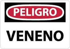 NMC - "Peligro - Veneno", 10" Long x 14" Wide, Aluminum Safety Sign - Rectangle, 0.04" Thick, Use for Workplace/Safety - USA Tool & Supply