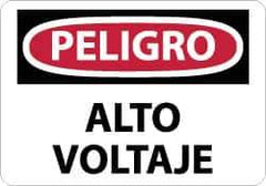 NMC - "Peligro - Alto Voltaje", 10" Long x 14" Wide, Rigid Plastic Safety Sign - Rectangle, 0.05" Thick, Use for Workplace/Safety - USA Tool & Supply