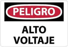 NMC - "Peligro - Alto Voltaje", 10" Long x 14" Wide, Aluminum Safety Sign - Rectangle, 0.04" Thick, Use for Workplace/Safety - USA Tool & Supply