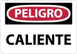 NMC - "Peligro - Caliente", 10" Long x 14" Wide, Rigid Plastic Safety Sign - Rectangle, 0.05" Thick, Use for Workplace/Safety - USA Tool & Supply