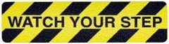 NMC - Black & Yellow Striped Anti-Slip Vinyl Tape - 1" Wide x 60' Long x 0.02" Thick, General Traffic - USA Tool & Supply