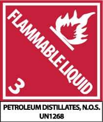 NMC - Flammable Liquid - 3 - Petroleum Distillates, N.O.S. - UN1268 Shipping Label - 4-3/4" High x 4" Wide - USA Tool & Supply