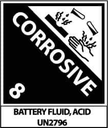 NMC - Corrosive 8 Battery Fluid, Acid Un2796 Shipping Label - 4-3/4" High x 4" Wide - USA Tool & Supply